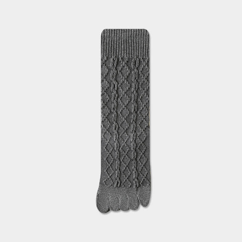 Women's Twist Grain Spilit Five Toes Wool Crew Socks - Image 15