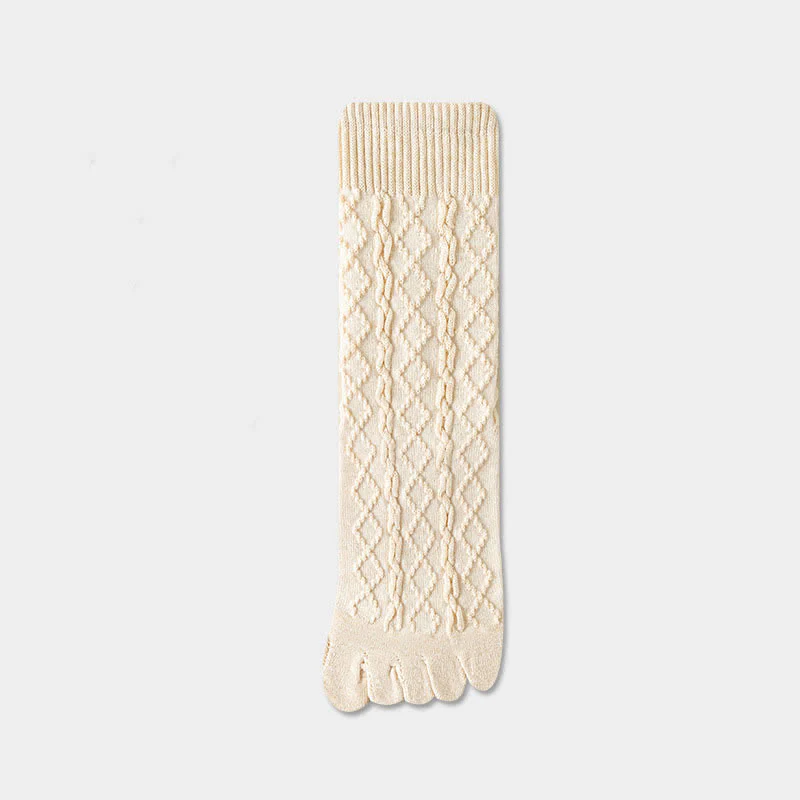 Women's Twist Grain Spilit Five Toes Wool Crew Socks - Image 3