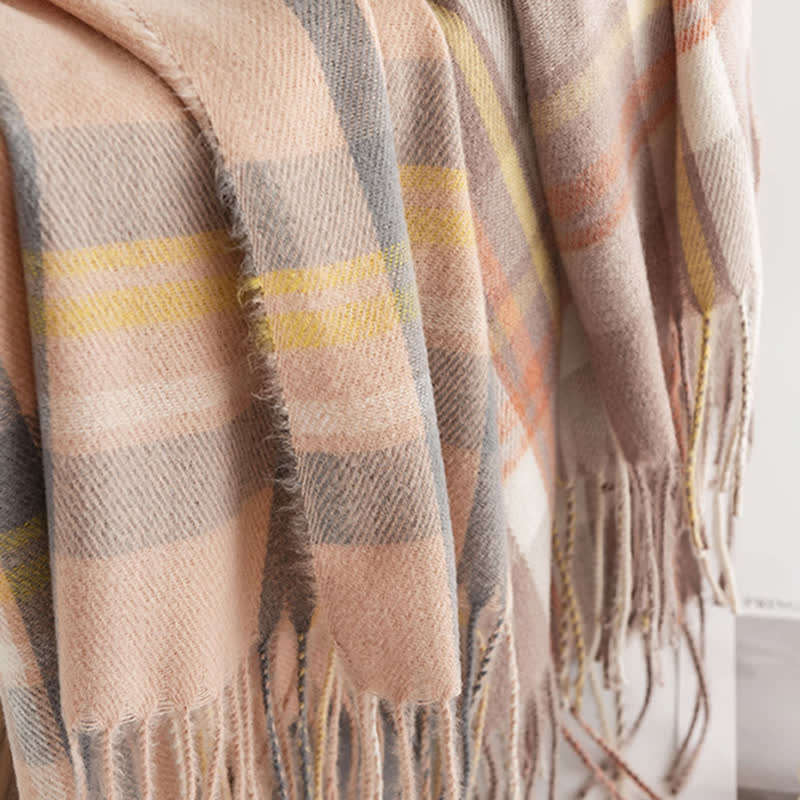 Women's Versatile British Checked Fringe Scarf - Image 6
