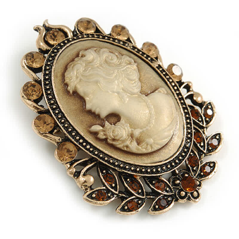 Women's Victorian Cameo Silhouette Leaf Brooch - Image 5