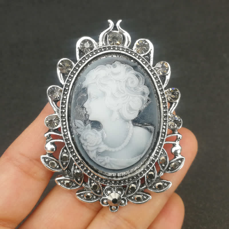 Women's Victorian Cameo Silhouette Leaf Brooch - Image 7