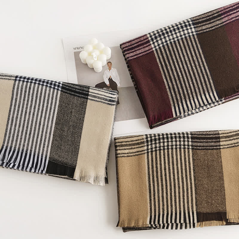 Women's Vintage Cozy Plaid Scarf - Image 5