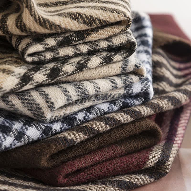 Women's Vintage Cozy Plaid Scarf - Image 7