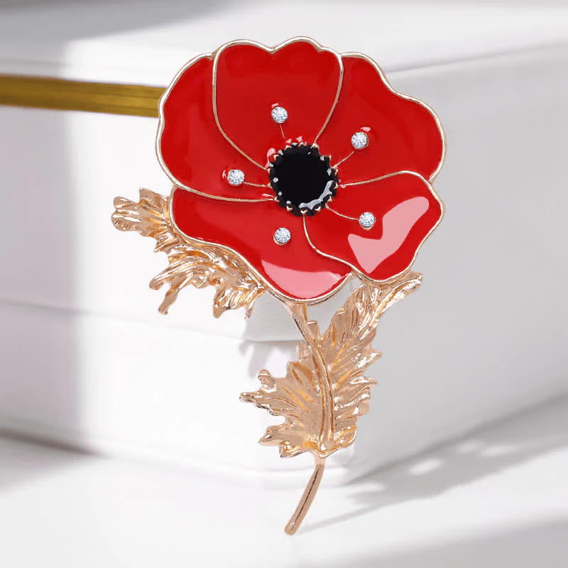 Women's Vintage Oil Painting Poppy Brooch - Image 3