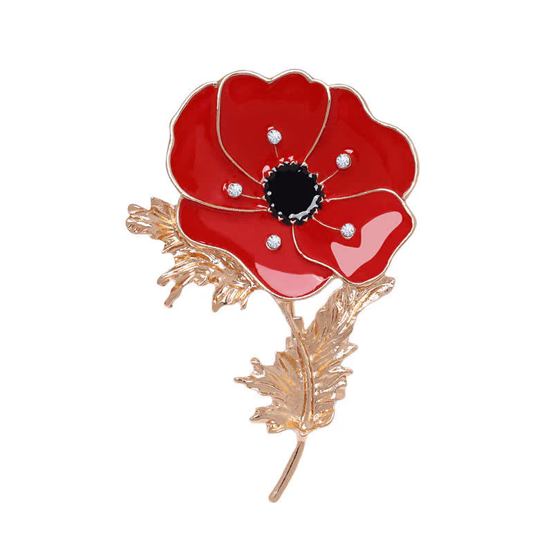 Women's Vintage Oil Painting Poppy Brooch - Image 4
