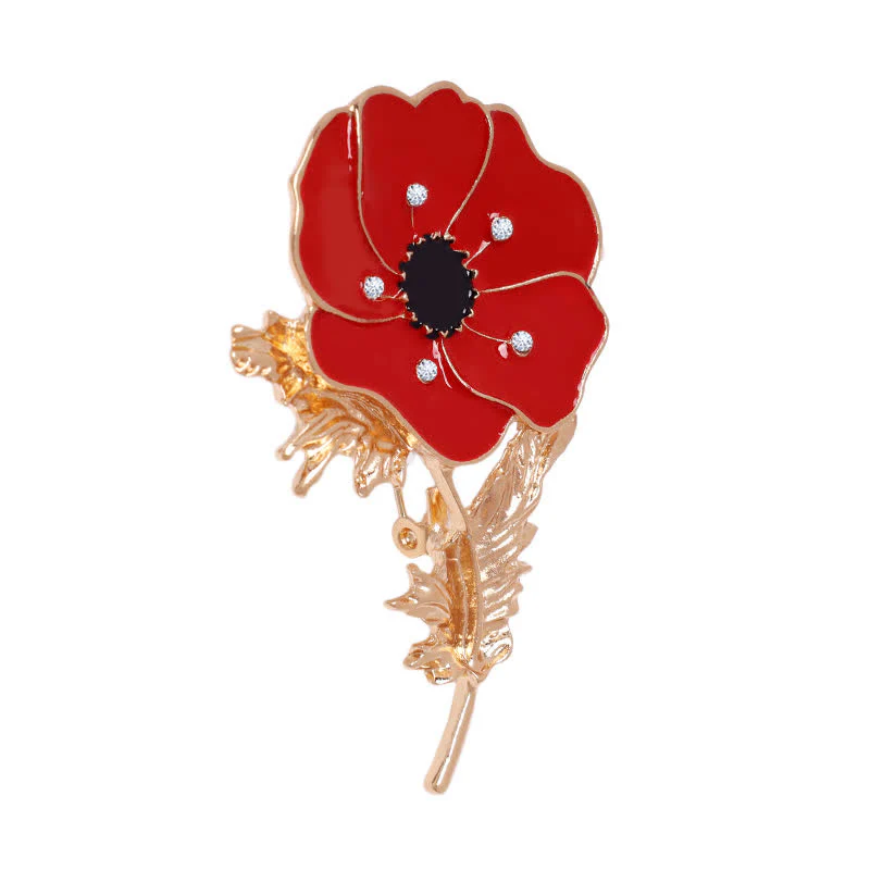 Women's Vintage Oil Painting Poppy Brooch - Image 5
