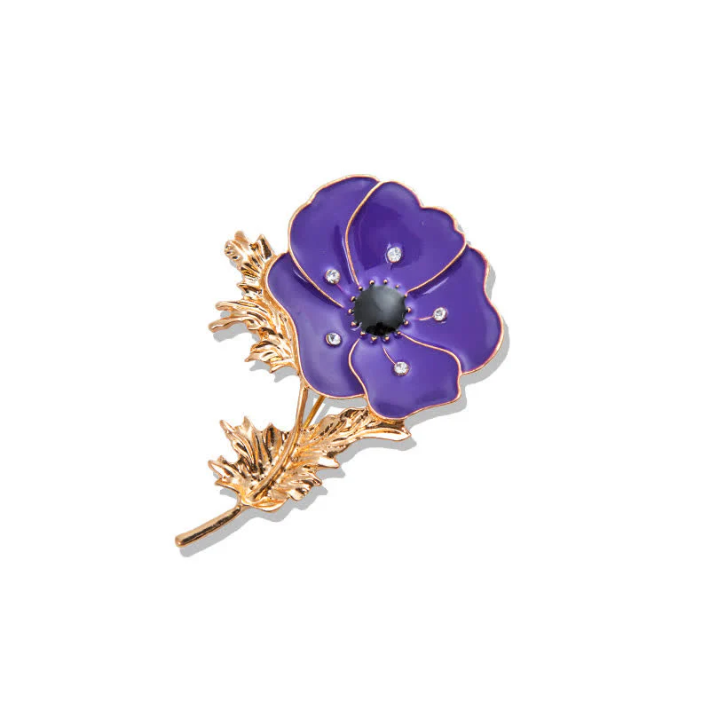 Women's Vintage Oil Painting Poppy Brooch - Image 7