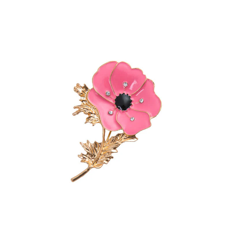 Women's Vintage Oil Painting Poppy Brooch - Image 9