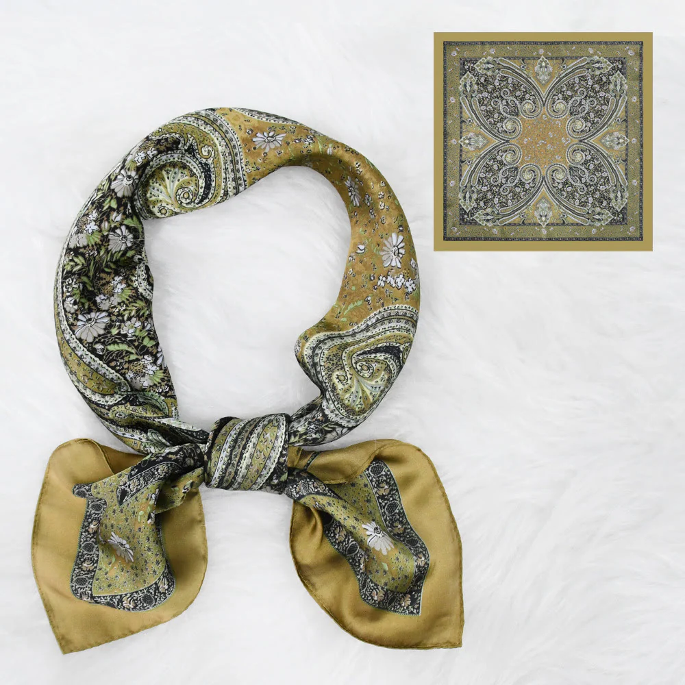 Women's Vintage Paisley Pattern Silky Satin Elegant All-Season Square Scarf - Image 6