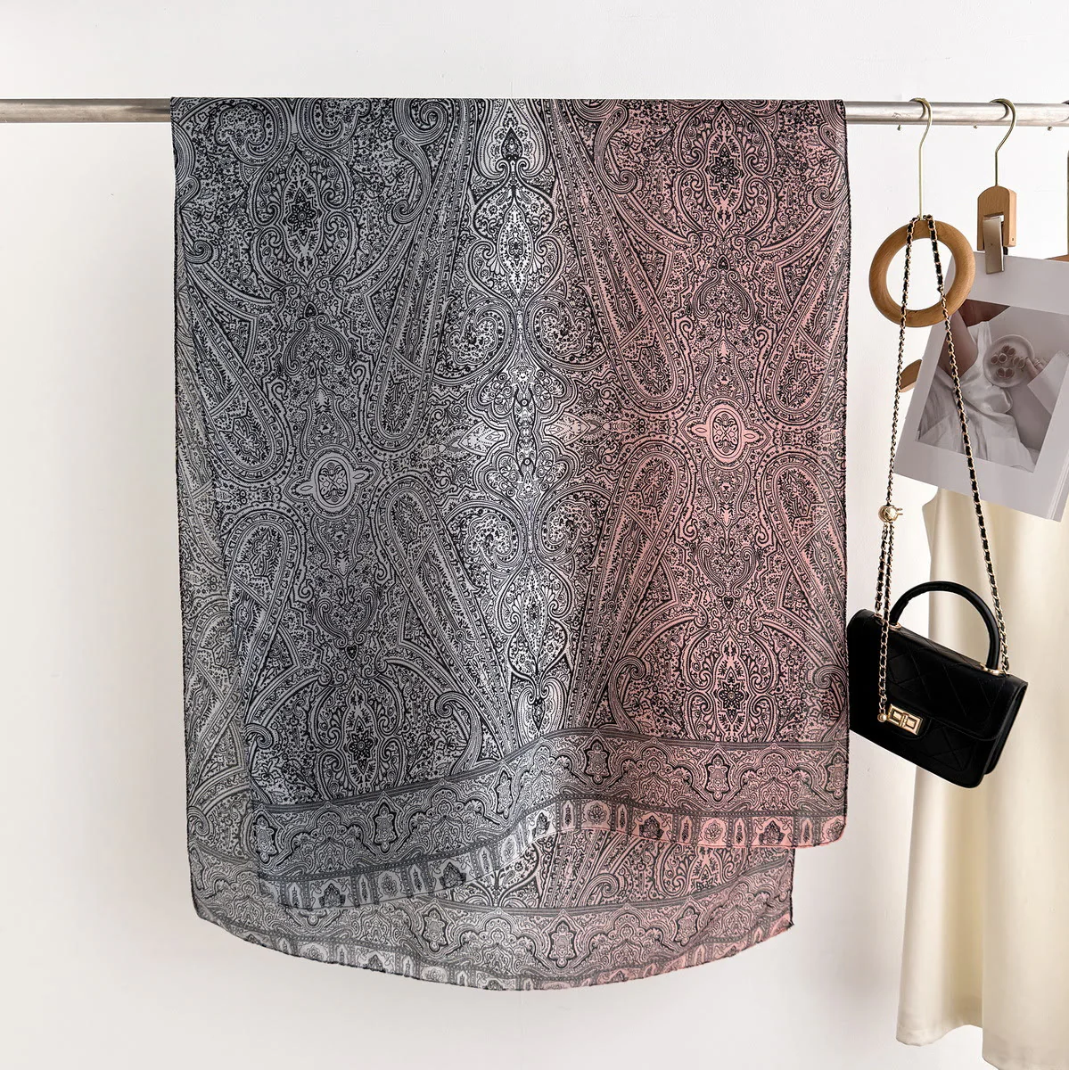 Women's Vintage Paisley Print Lightweight Sheer Scarf - Image 6