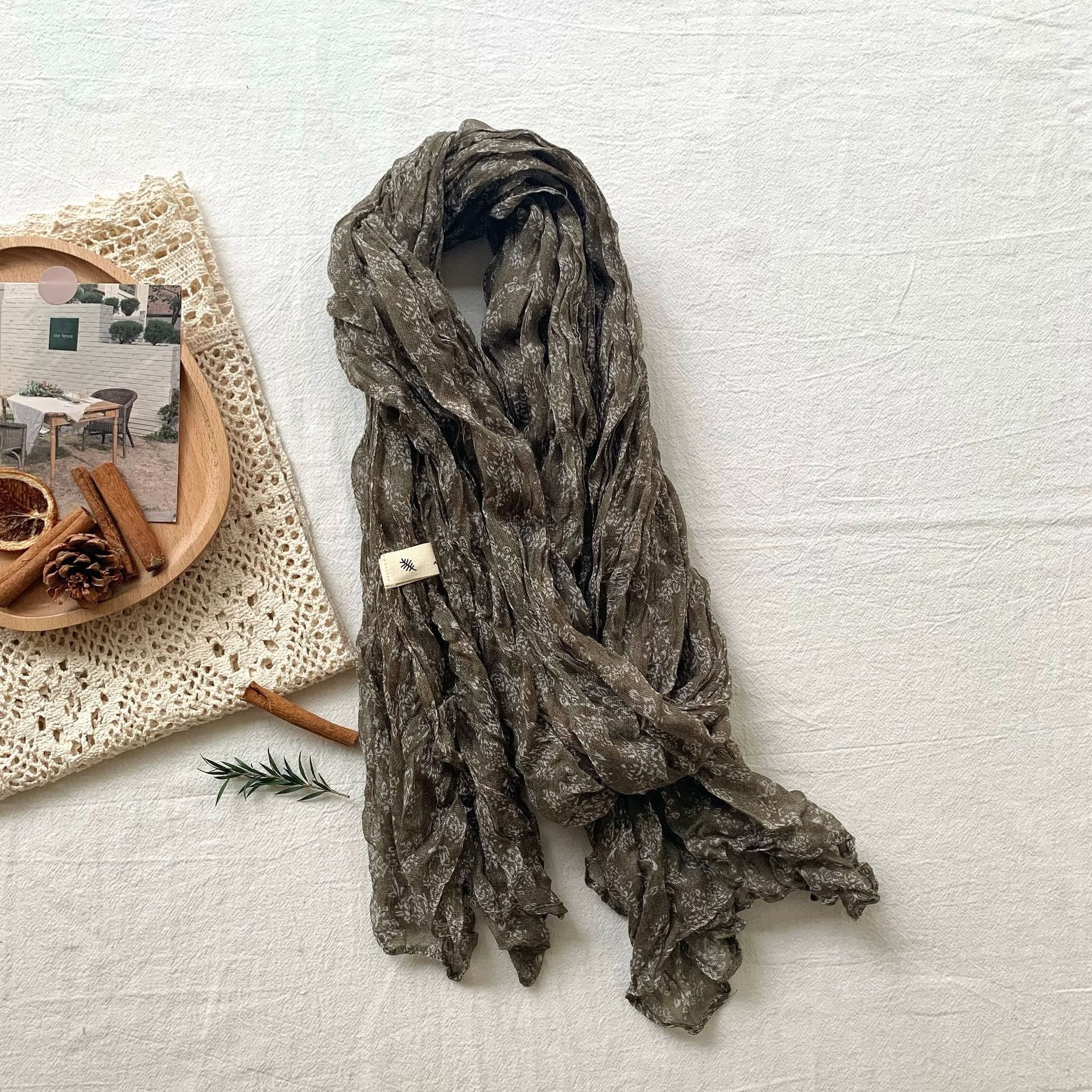 Women's Vintage Pleated Floral Thin Soft Scarf - Image 18
