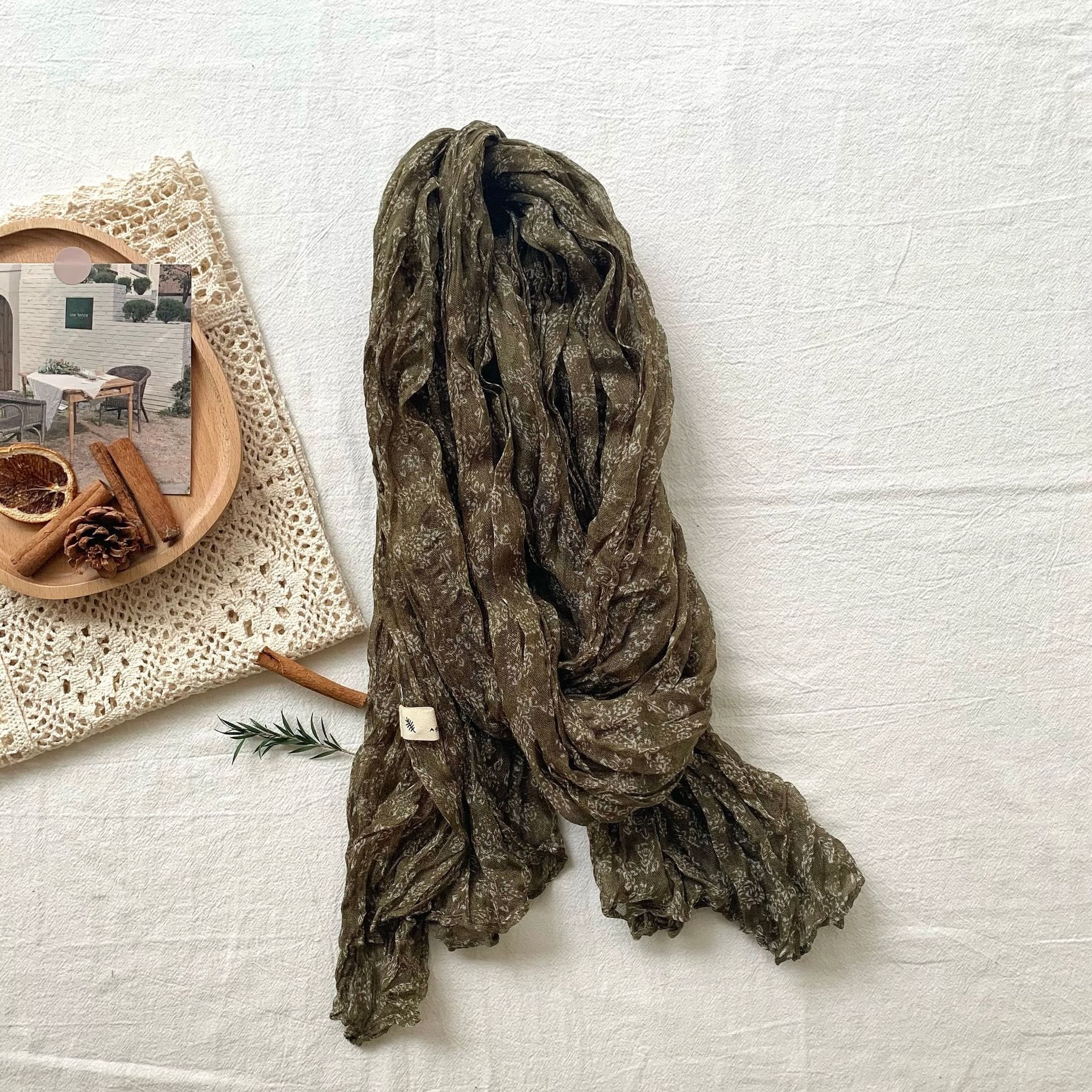 Women's Vintage Pleated Floral Thin Soft Scarf - Image 19