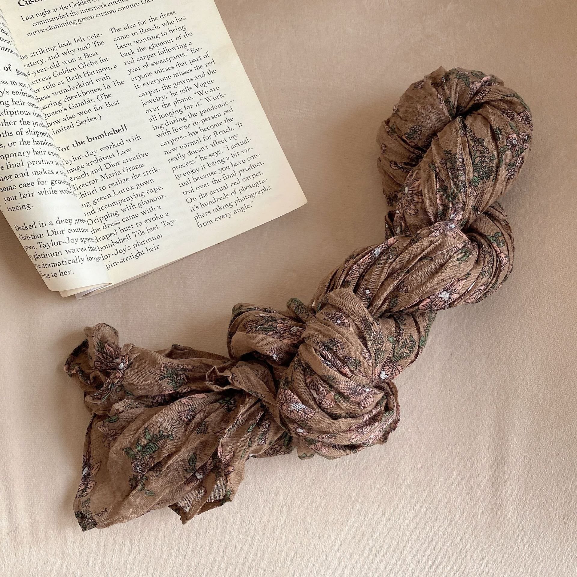 Women's Vintage Pleated Floral Thin Soft Scarf - Image 23