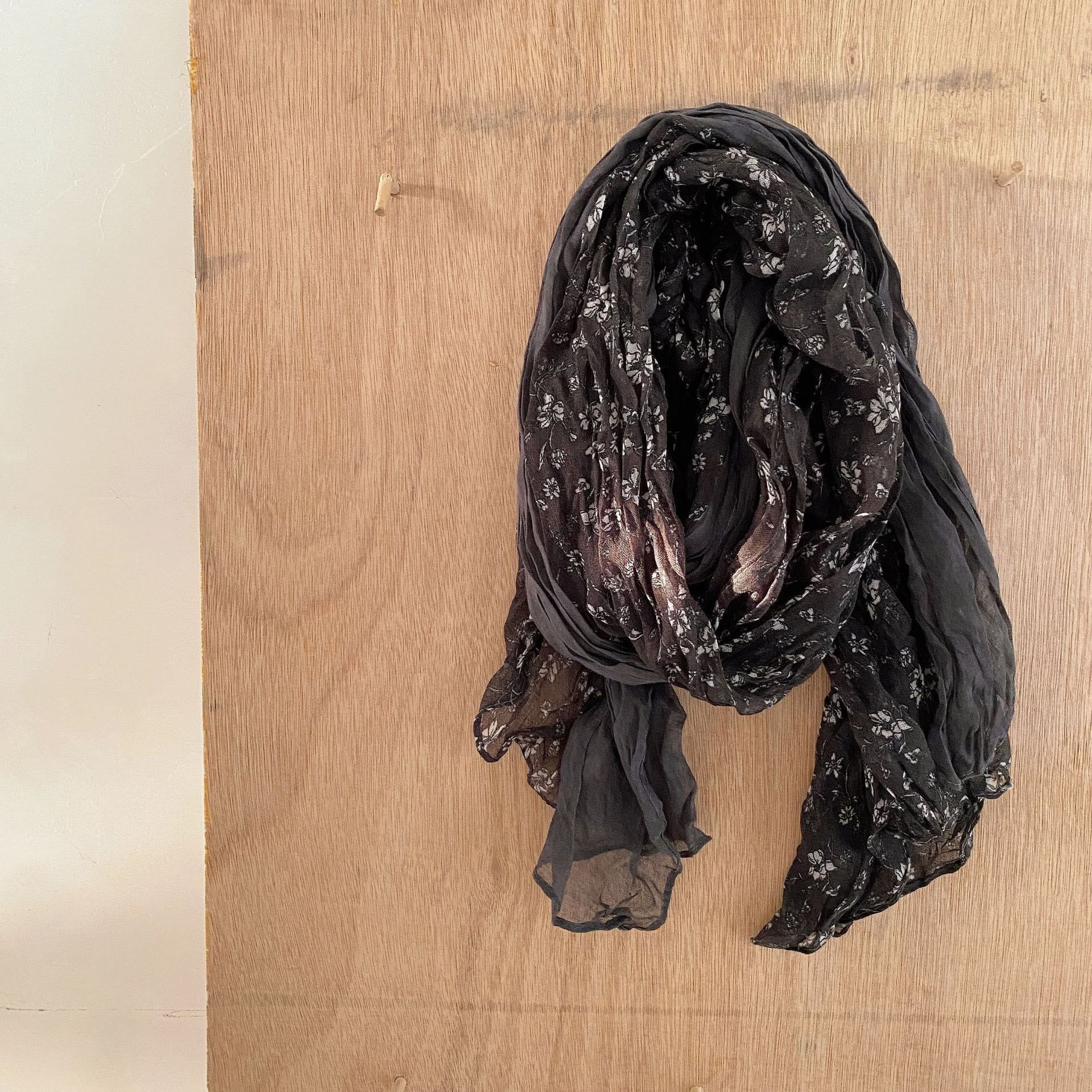 Women's Vintage Pleated Floral Thin Soft Scarf - Image 31