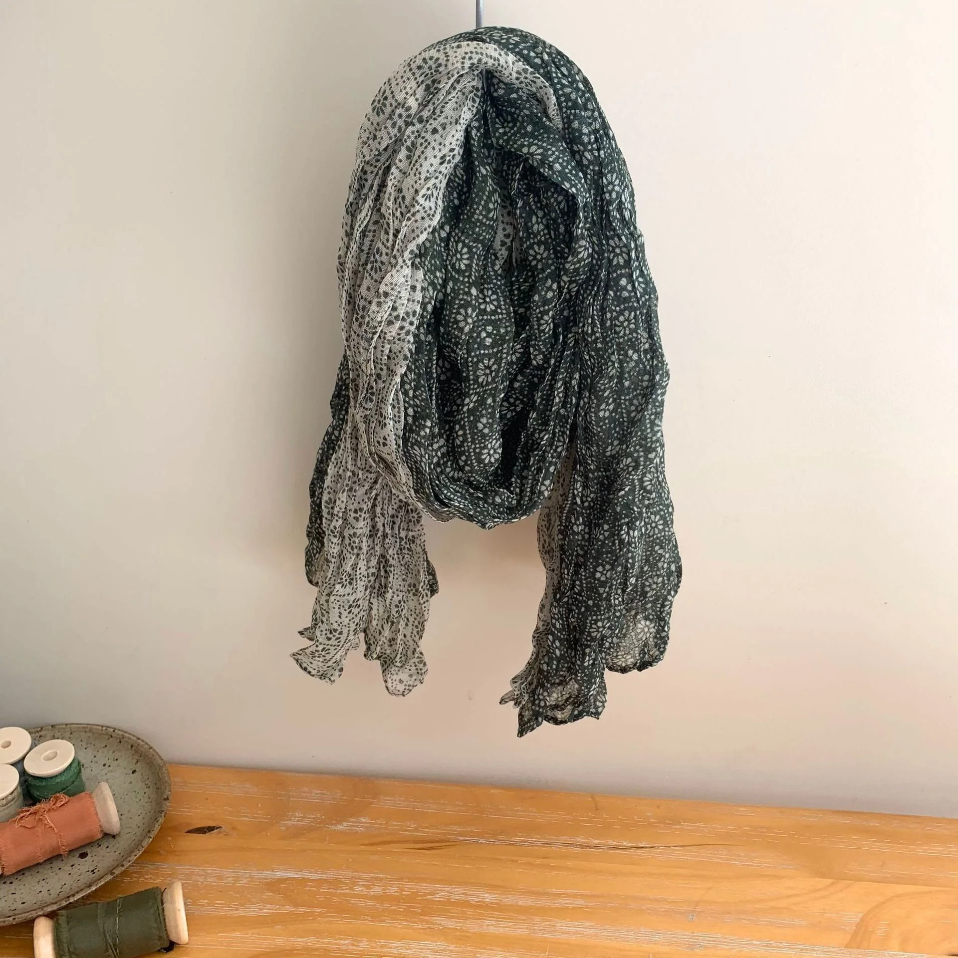 Women's Vintage Pleated Floral Thin Soft Scarf - Image 34