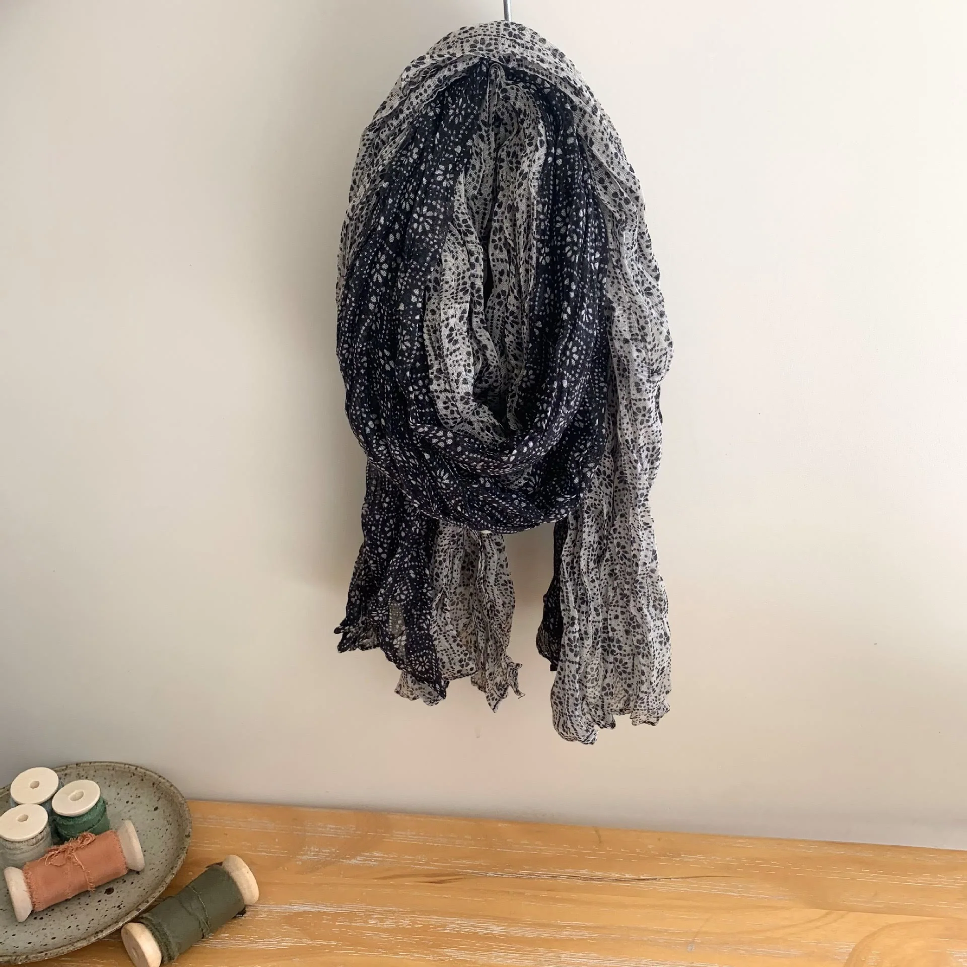 Women's Vintage Pleated Floral Thin Soft Scarf - Image 35