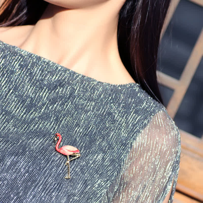 Women's Exotic Enamel Flamingo Brooch - Image 2