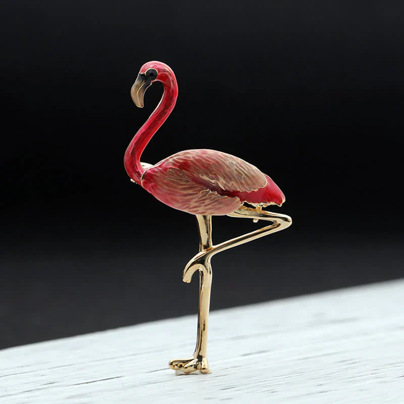 Women's Exotic Enamel Flamingo Brooch - Image 3