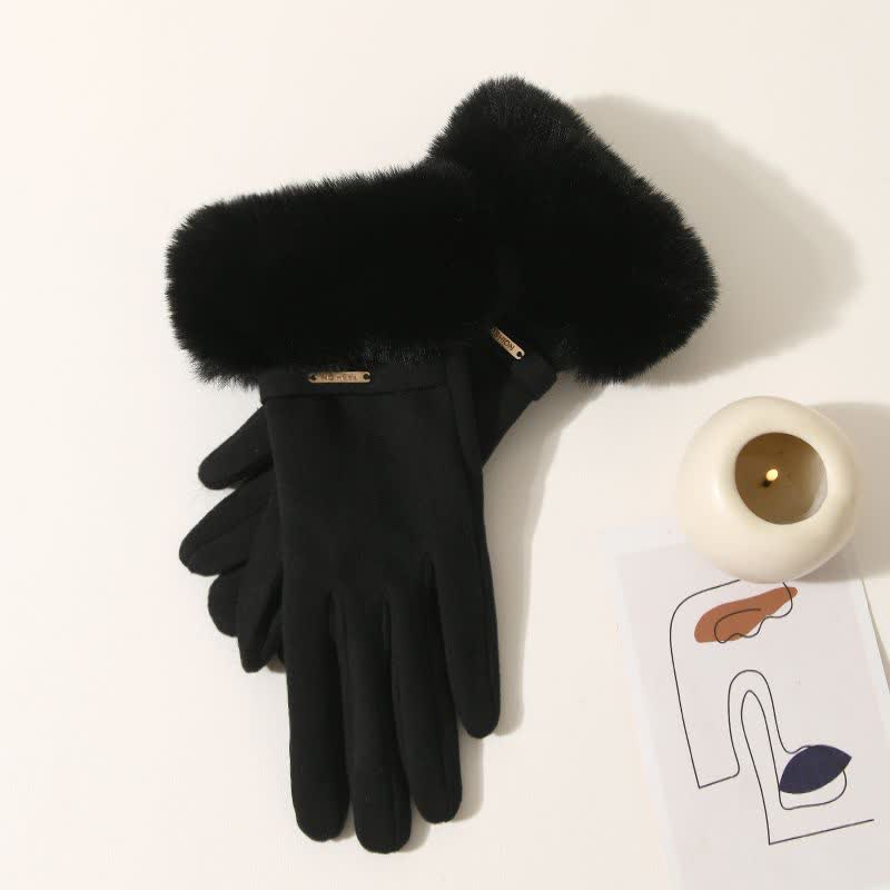 Women's Warmer Plush Fluffy Wrist Touch Screen Gloves - Image 10