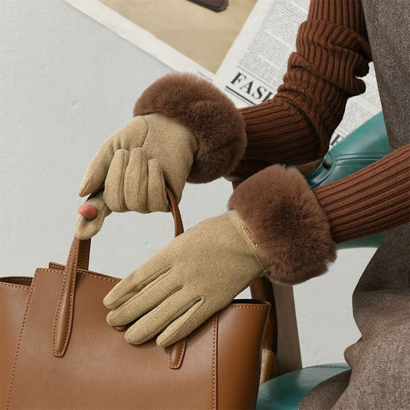 Women's Warmer Plush Fluffy Wrist Touch Screen Gloves - Image 3