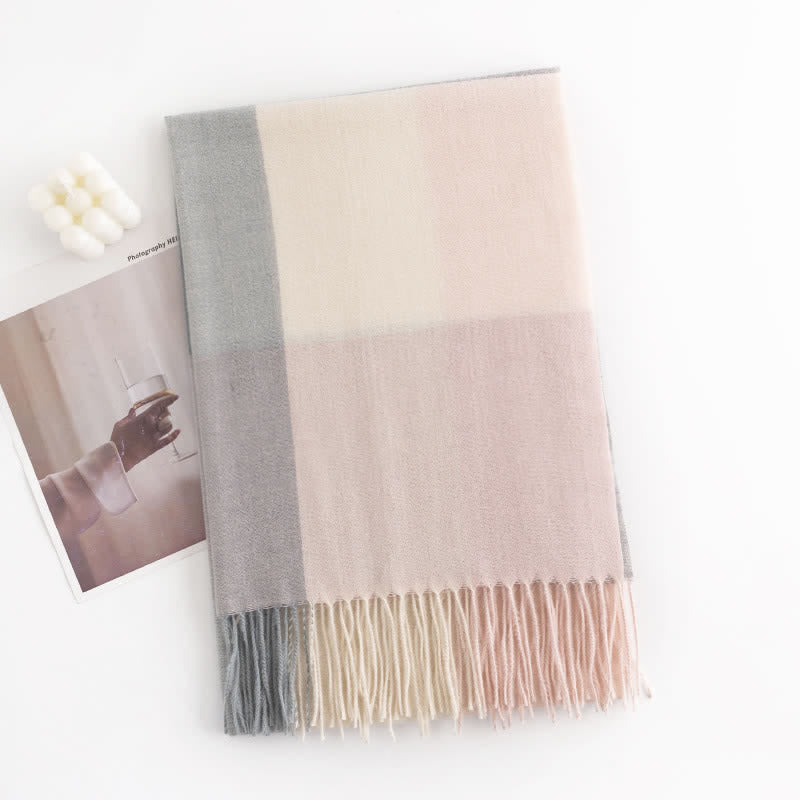 Women's Warmth Shawl Plaid Tassel Scarf - Image 11