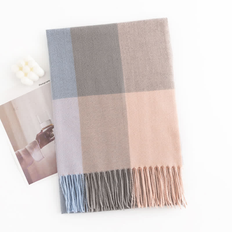 Women's Warmth Shawl Plaid Tassel Scarf - Image 12