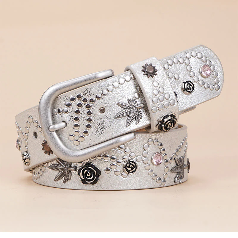 Women's Western Cowgirl Rivet Pin Buckle Belt - Image 10