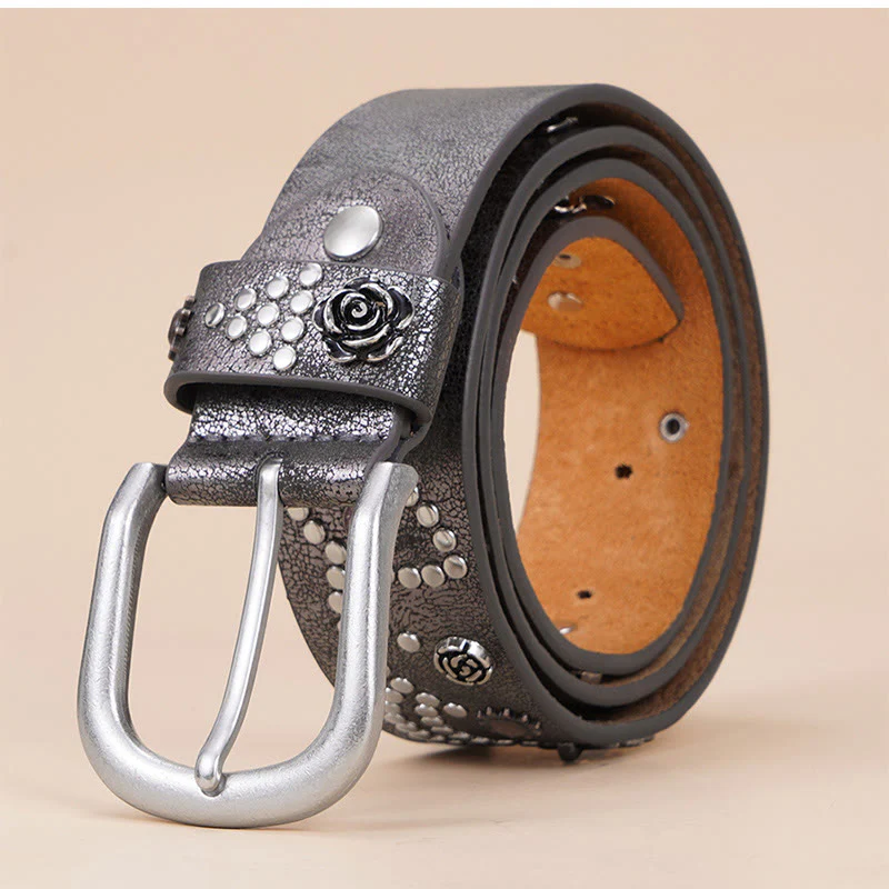 Women's Western Cowgirl Rivet Pin Buckle Belt - Image 2