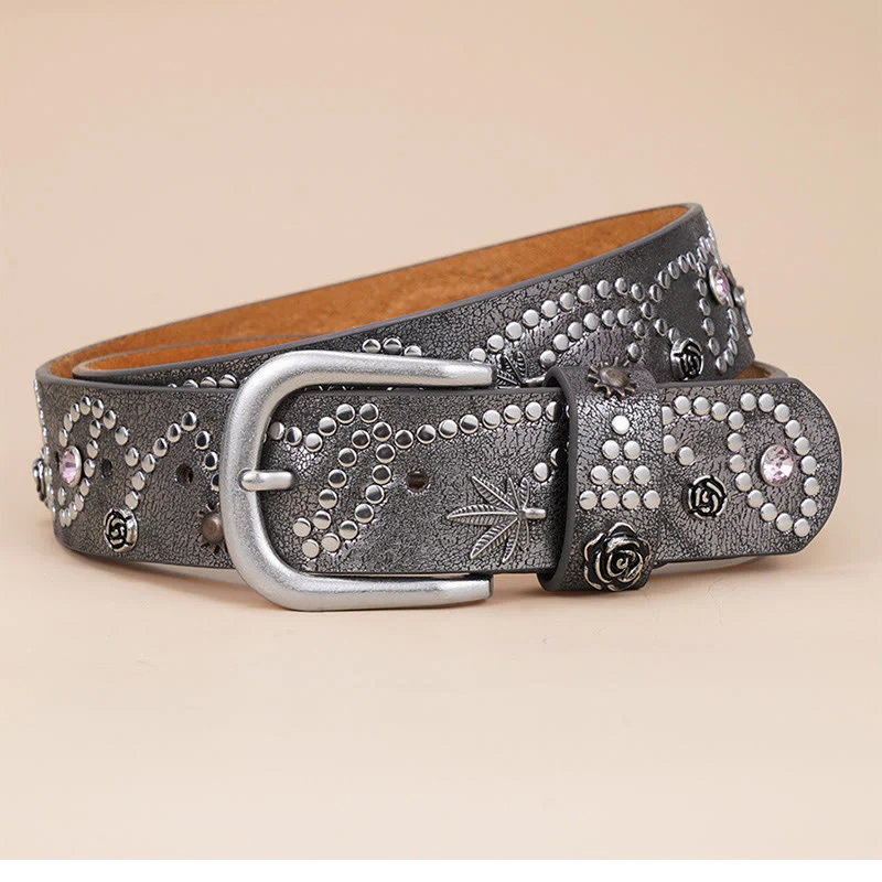 Women's Western Cowgirl Rivet Pin Buckle Belt - Image 4