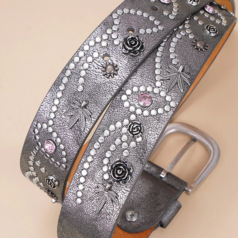 Women's Western Cowgirl Rivet Pin Buckle Belt - Image 5