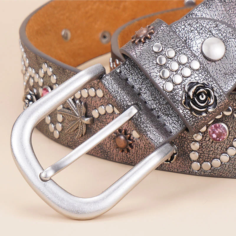 Women's Western Cowgirl Rivet Pin Buckle Belt - Image 7