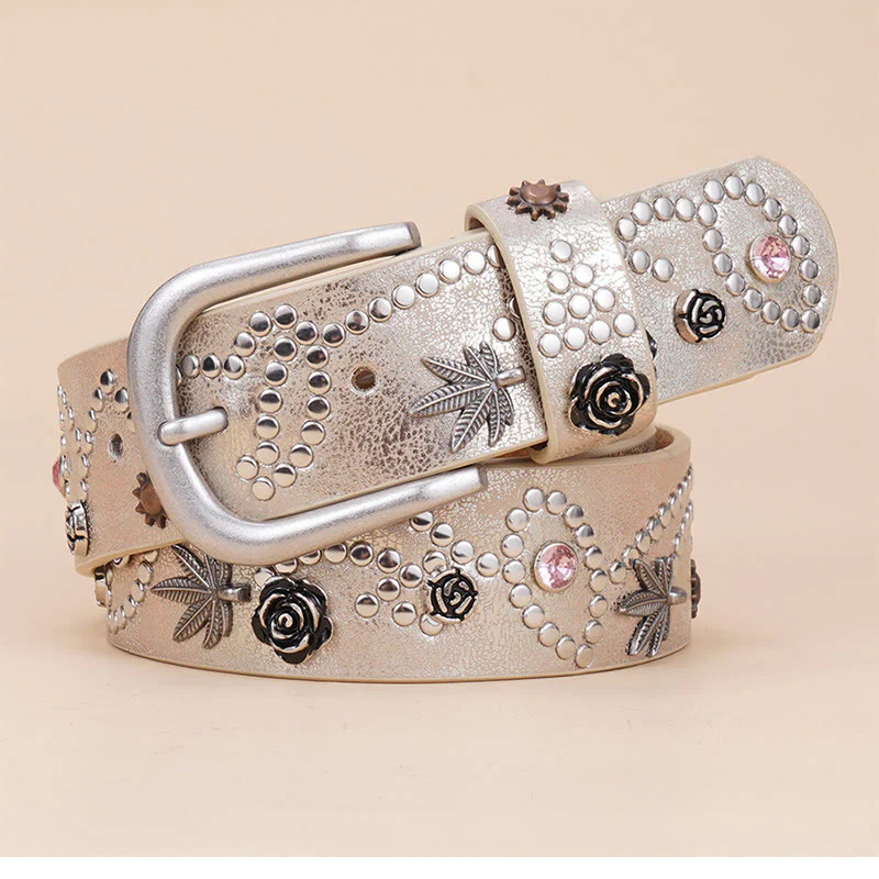 Women's Western Cowgirl Rivet Pin Buckle Belt - Image 8
