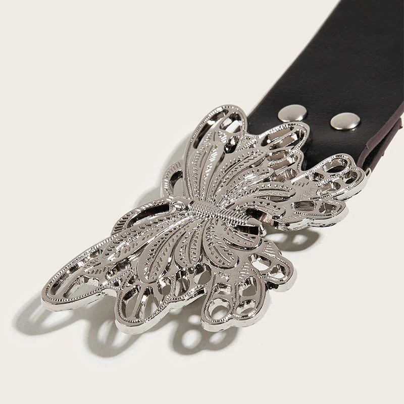 Women's Western Cowgirl Studded Butterfly Buckle Leather Belt - Image 4