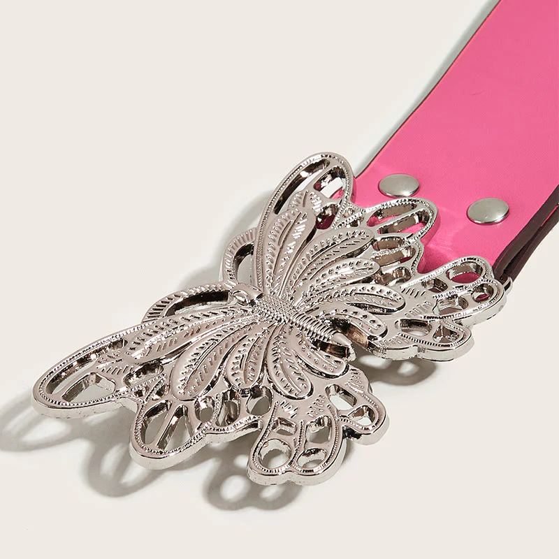 Women's Western Cowgirl Studded Butterfly Buckle Leather Belt - Image 8