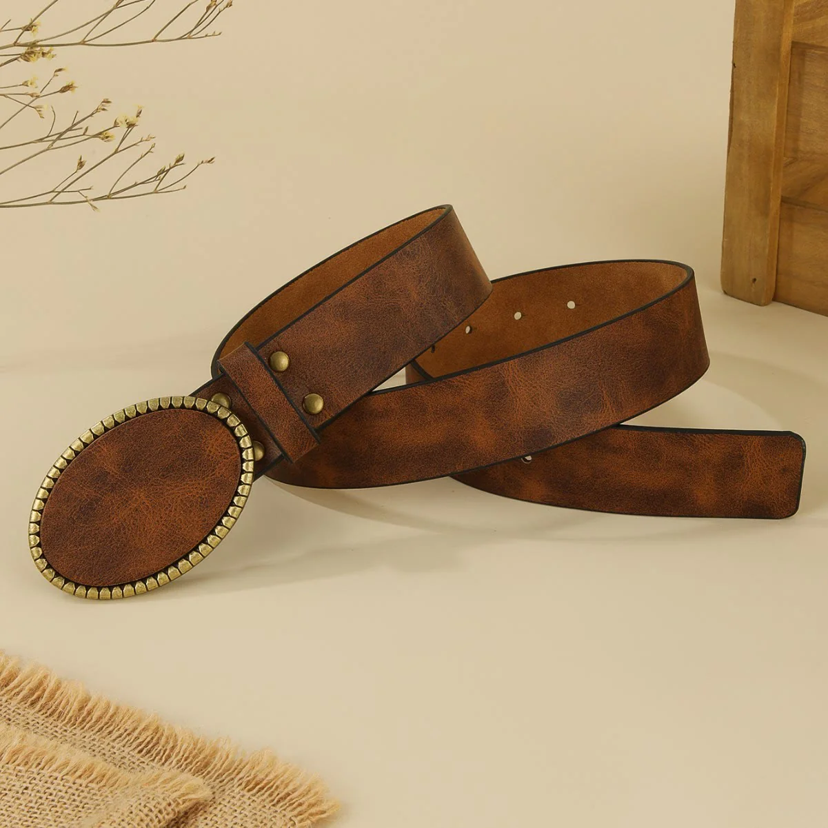 Women's Western Style Leopard Pattern Leather Belt - Image 3