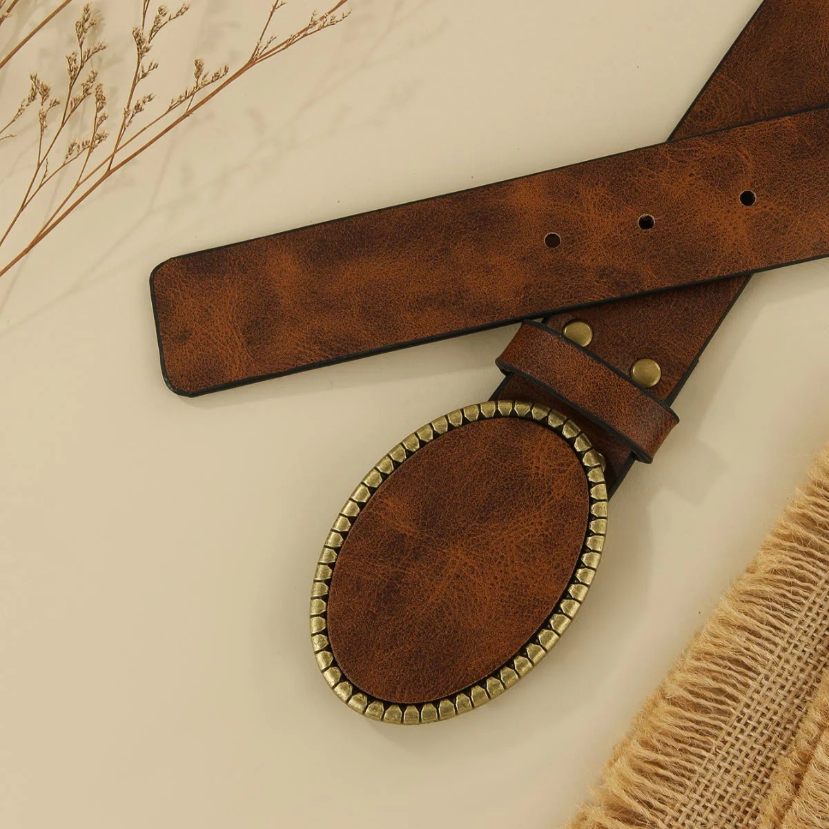 Women's Western Style Leopard Pattern Leather Belt - Image 4
