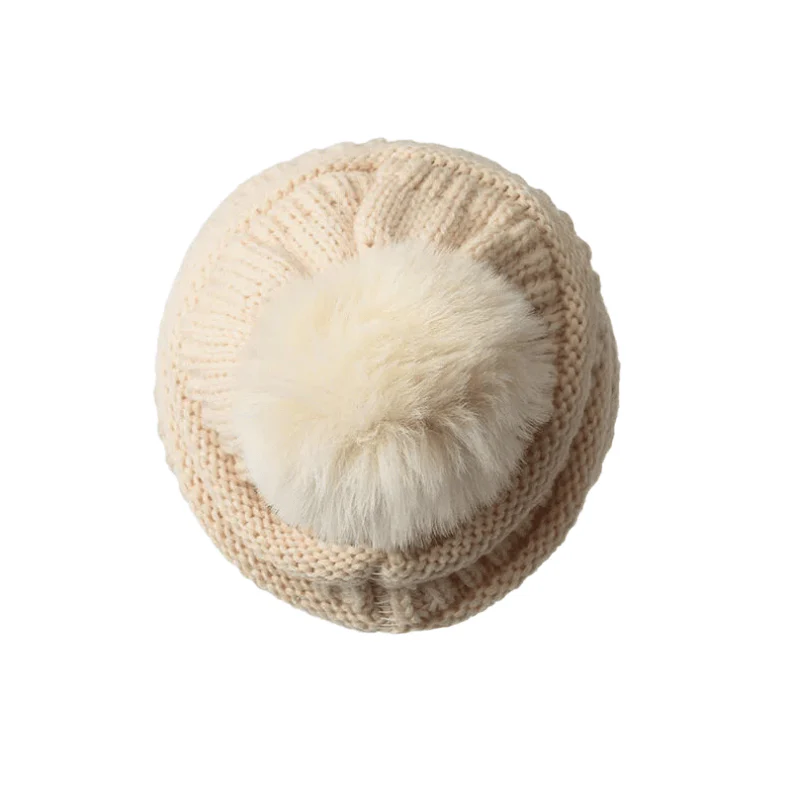 Women's Winter Keep Warm Knitted Beanie Hat With Hairball - Image 3