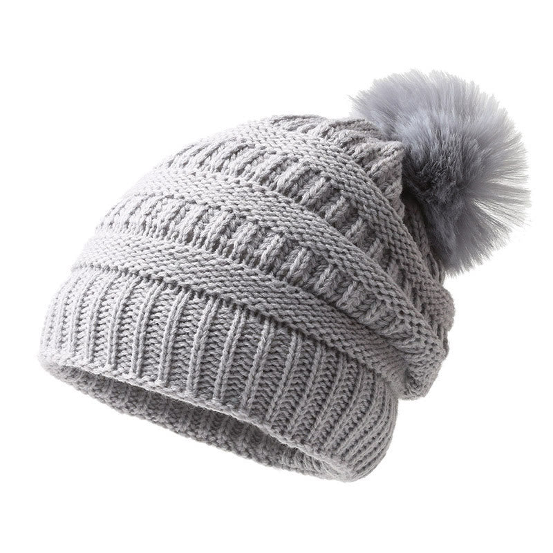 Women's Winter Keep Warm Knitted Beanie Hat With Hairball - Image 5