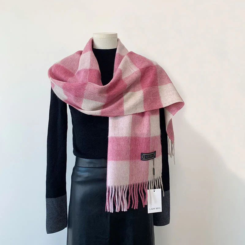 Women's Winter Keep Warm Vintage Plaid Wool Scarf - Image 4