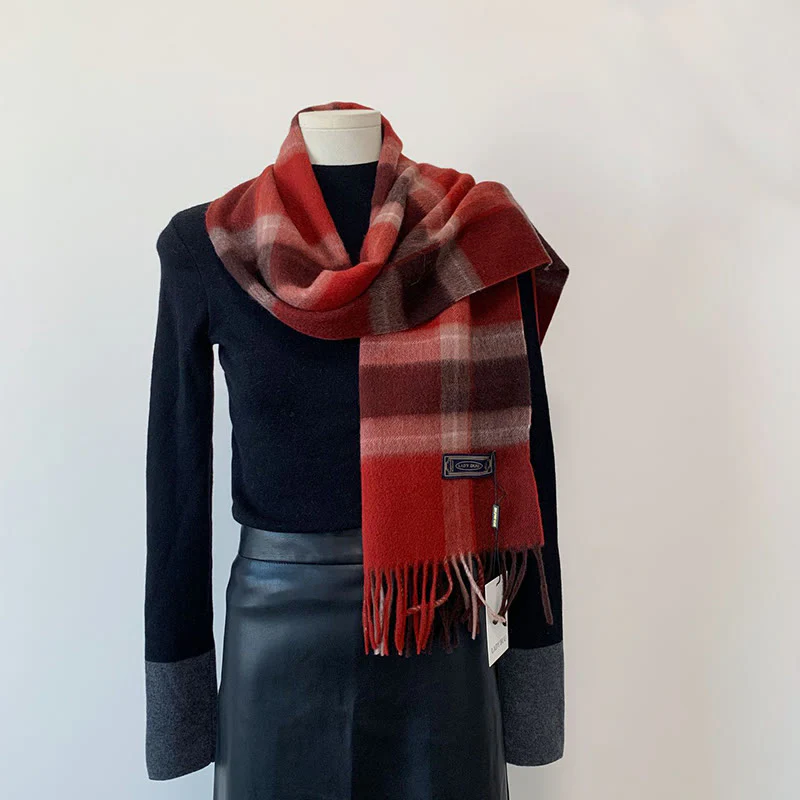 Women's Winter Keep Warm Vintage Plaid Wool Scarf - Image 6