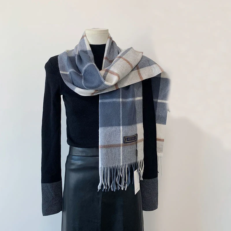 Women's Winter Keep Warm Vintage Plaid Wool Scarf - Image 7