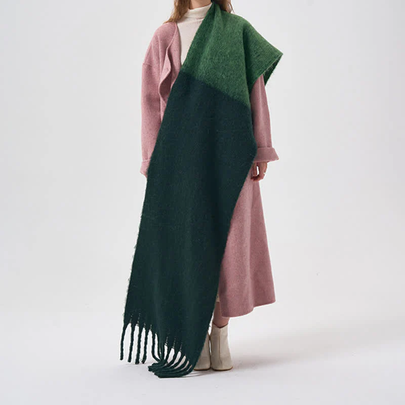 Women's Winter Simple Two-Tone Fringe Scarf - Image 12
