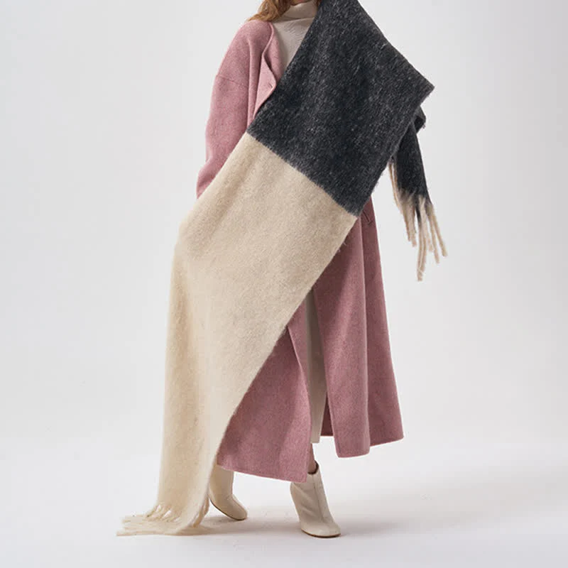 Women's Winter Simple Two-Tone Fringe Scarf - Image 3