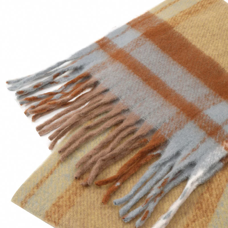 Women's Winter Thick Warm Plaid Tassels Shawl Scarf - Image 7