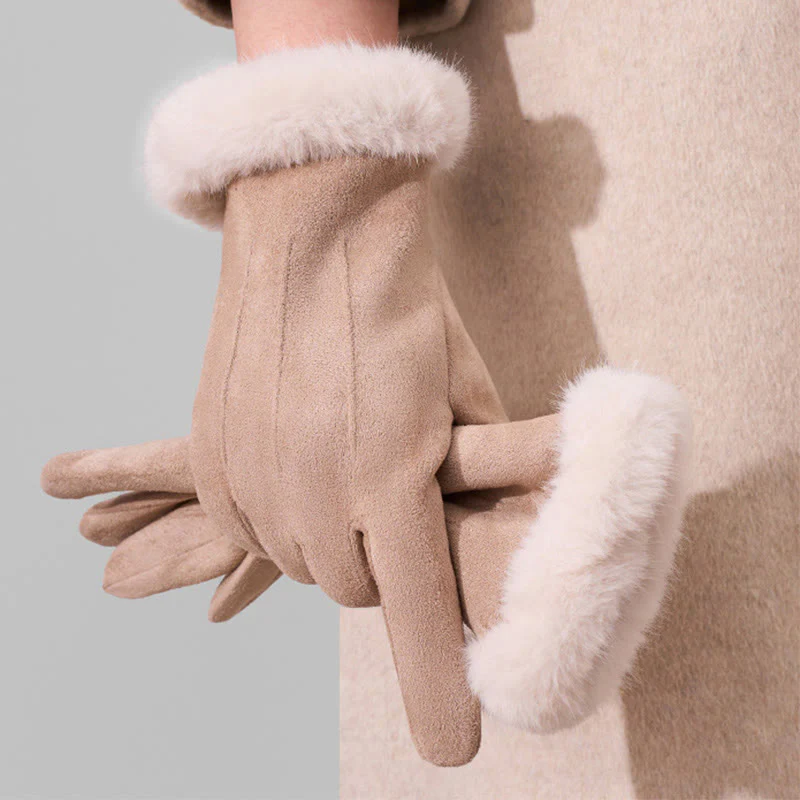 Women's Winter Warm And Velvet Touchscreen Suede Gloves - Image 6