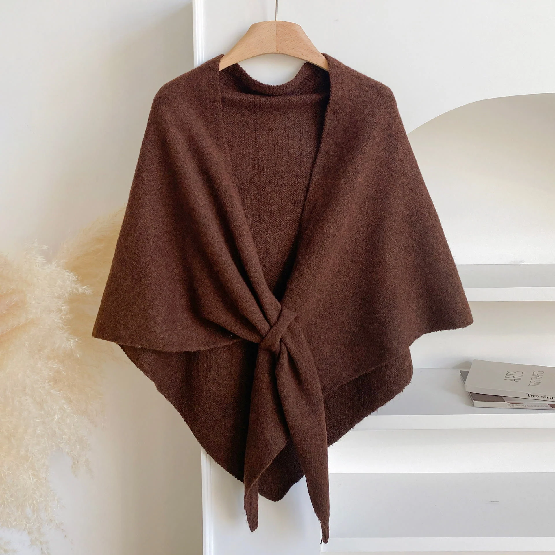 Women's Winter Warm Solid Color Triangle Shawl Scarf - Image 3