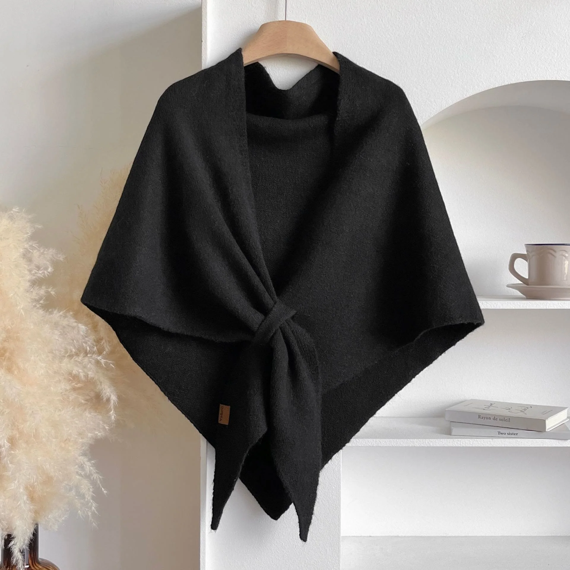 Women's Winter Warm Solid Color Triangle Shawl Scarf - Image 4