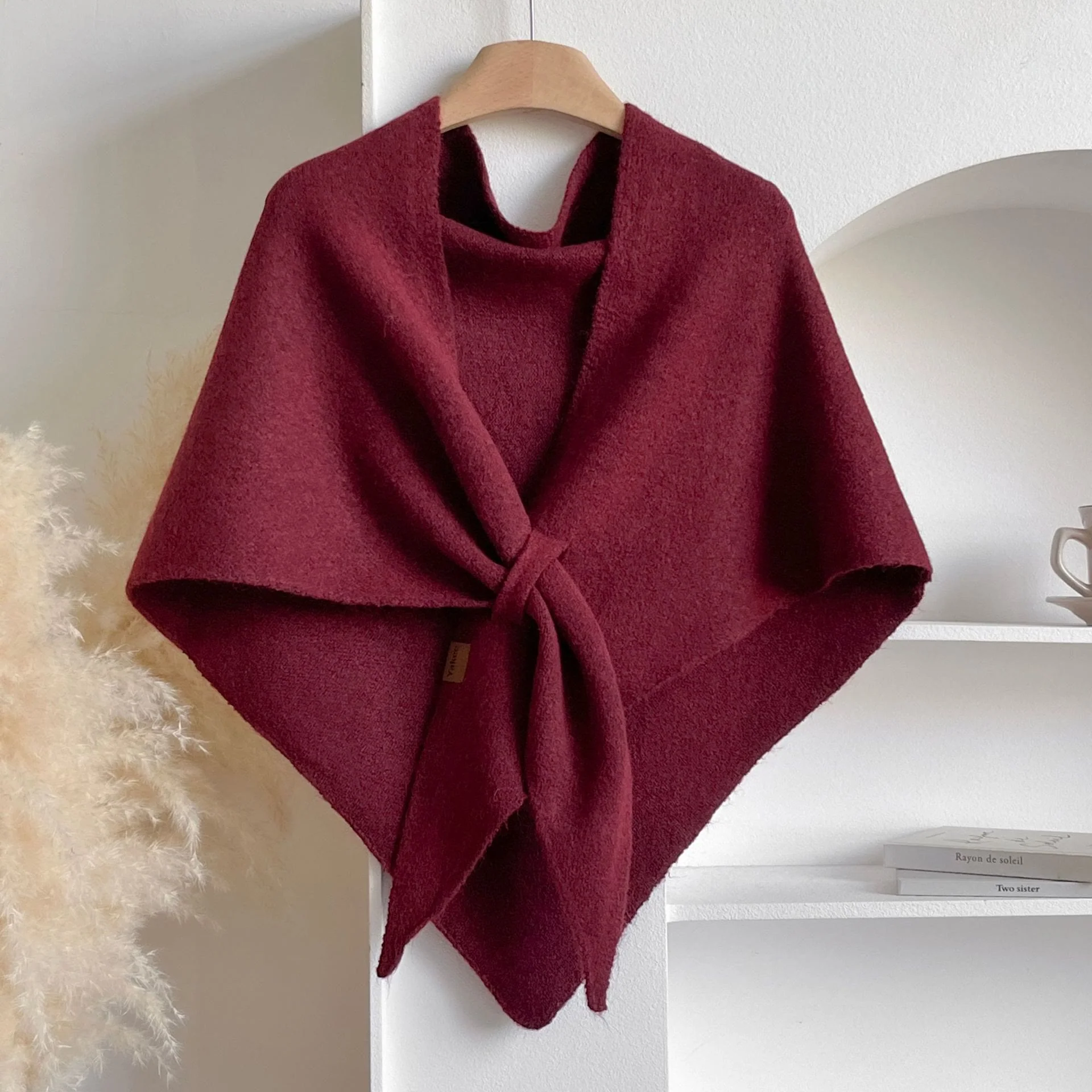 Women's Winter Warm Solid Color Triangle Shawl Scarf - Image 5