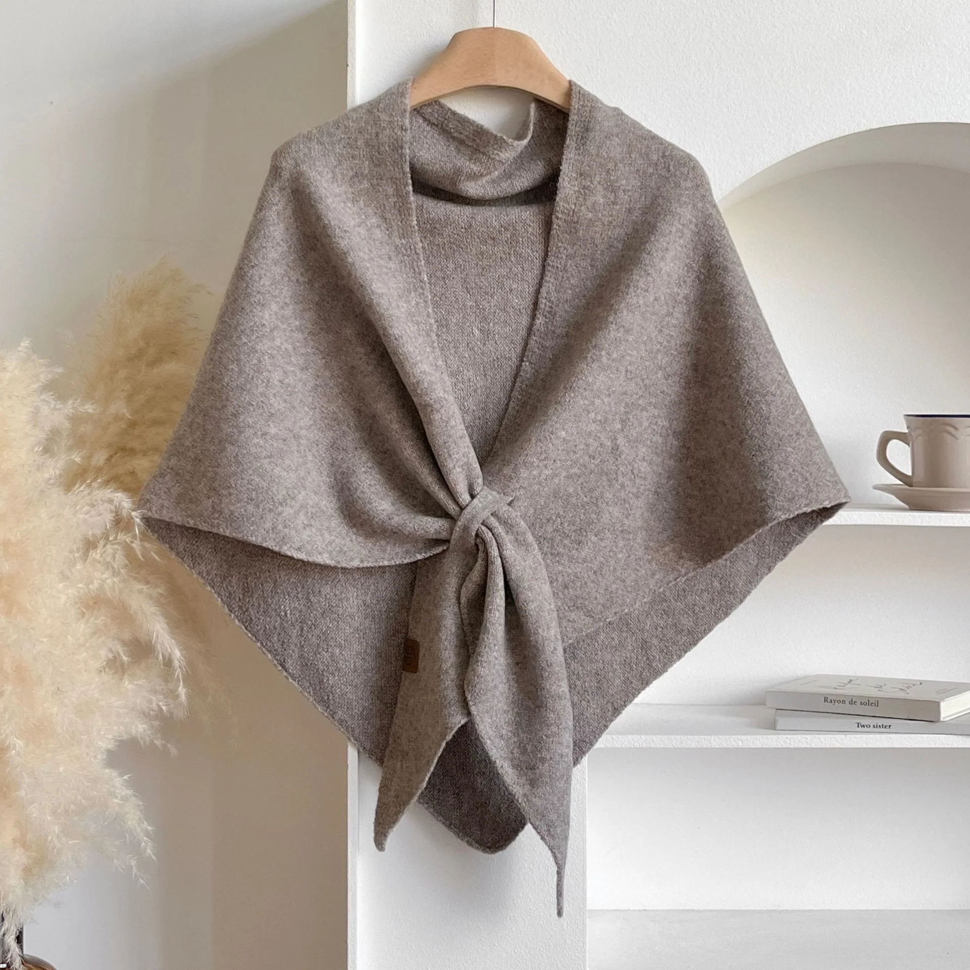 Women's Winter Warm Solid Color Triangle Shawl Scarf - Image 6