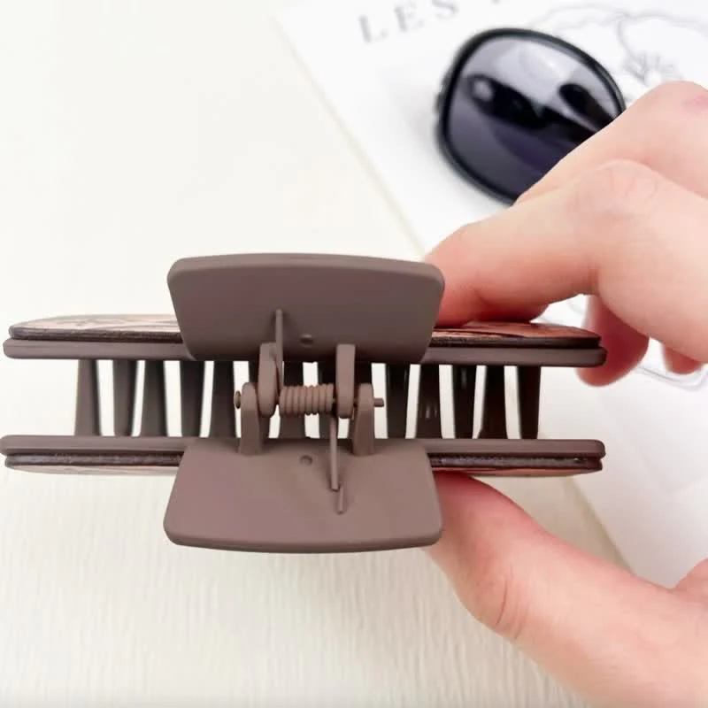 Women's Yak Floral Print Coffee Brown Hair Claw Clip - Image 4